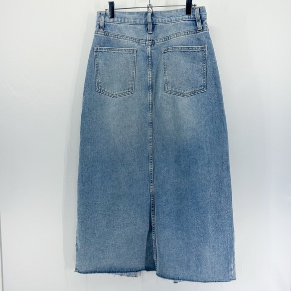 Driftwood Sarah Denim Midi Skirt Front Slit Light Wash Small - Picture 2 of 6